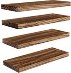 Pipishell Floating Shelves, 40cm Shelves for wall, Paulownia Wood Wall Shelves, Wooden Shelves Set of 4 for Bathroom, Bedroom, Office, Living Room, Kitchen,etc (Brown)