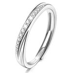 SAILIMUE 925 Sterling Silver Rings for Women Silver Adjustable Ring with Cubic Zirconia CZ Wedding Promise Eternity Ring