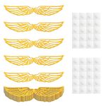 SAVITA 50pcs 4.72 inch Snitch Wings with 50pcs Glue Circles, Glitter Wizard Party Chocolate Decoration Hollowed Wings Party Supplies for Birthday Wedding Celebration Prom (Golden)