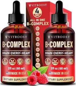 Vitamin B Complex with 20000 mcg - Extra Strength for Men and Women - Vegan| Raspberry Liquid Drops| USA Made, B1, B2, B3, B5, B6, Biotin, Folic Acid & B12 Sublingual Methylcobalamin | 4 Months Supply