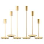 zeochyni French Gold Taper Candle Holders Set of 6 Candlestick Holders, Decor Candle Stick Candle Holder for Table or Mantel Centerpiece, Wedding, Dinning, Party Home Decor