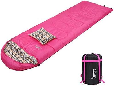 DESERT & FOX Cotton Flannel Sleeping Bags Attach Pillow, 4 Season Warm & Cold Weather Envelope Compression Sack, Lightweight & Portable Sleeping Bag for Outdoor Camping, Hiking, Traveling