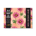 Zen Sangam Artists’ - A4 Watercolor Glued Sketch Paper Pad - 300 GSM - Cold Pressed - (24 Sheets) - Rough Grain Surface - Size (29.7x21cm) - Sketch Book