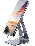 Lamicall Phone Stand, Adjustable Phone Dock - Universal Stand Holder, Compatible with iPhone 15 14 Pro Max Plus, 13 12 Pro Max Mini, 11 Pro Xs XR X 8 7 6s, SE, Samsung S10 S9, 3.5-8" Devices - Gray