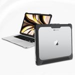 WOOKY MacBook Air M2 (A2681) / M3 (A3113) 13.6 inch Shockproof 360 Degree PC + TPU Protection Plastic Hard Shell Flip Cover Case for MacBook Air M2 (A2681) / M3 (A3113) 13.6 inch (Black, Clear)