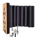 Pyle Wood Microphone Isolation Shield - Sound Isolation Recording Booth, Studio Microphone Vocal Booth Dampening Filter Foam Acoustic Panel w/ 2” Thick Foam, Universal Mic Threading - PSMRSWD100