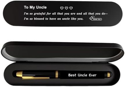 iyaone Fathers Day Gift for Uncle from Nephew Niece - Best Uncle Ever Engraved Pen, Black Ink Pen Set for Uncles Birthday, Thank You Gifts for Uncle Christmas