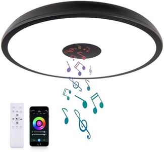 ASALL Black Smart Waterproof LED Ceiling Light Fixture,18W,with Bluetooth Speaker,RGB Color Changing function-2700k-6500k Dimmable Lamp,Tuya Application Control-Compatible with Alexa Google Home
