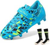 DREAM PAIRS Boys Girls Soccer Cleats Youth Kid Football Shoes,Size 1 Little Kid,Royal Blue/NEON Green,SDSO2307K-ACC-1