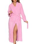 Sopesil Womens Bathrobes Terry Towlling Dressing Gown Highly Absorbent Towel Bath Wrap Drying Robe Soft With Pockets for Hotel Spa Home,Pink,L