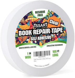 TSSART Clear Book Repair Tape - Self Adhesive Stretchable Book Tape, Essential Clear Repair Tape for Reinforcing Protecting, and Covering Mending Books Old Books - 1 Inch Wide x 108 FT Long