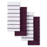 KitchenAid Albany Kitchen Towel 4-Pack Set, Boysenberry Purple/White, 16"x26"