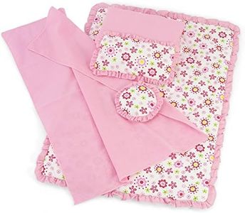 Emily Rose 18 Inch Doll Accessories | USA Business | 18-in Doll 5 PC Bedding Gift Set- Reversible Floral Print | Fits Most 14-18" Doll Beds Cribs & Cradles