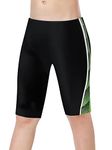 KGKE Boys-Swim-Jammers Youth-Athletic Swimming-Shorts Quick-Dry - with Drawstring Kids Soft Swimsuits UPF 50+(Green,S)