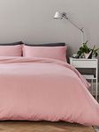 Anti-Allergy Anti-Bacterial Brushed Soft Touch Microfibre Duvet Cover & Pillowcase/s Bedding Bed Linen Set (Pink, Double)