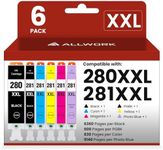ALLWORK Compatible 280XXL 281XXL Ink Cartridges Replacement for Canon 280 XXL 281 XXL PGI-280XXL CLI-280XXL Works with Canon PIXMA TS8120 TS8220 TS8320 TS8322 TS9120 6-Pack Combo Includes Photo Blue