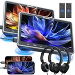 GOnavidio 10.1" Dual Car DVD Players for Kids with HDMI Input 2 Headphones Mounting Bracket, Support Same/Different DVD Playing, Last Memory, Region Free, USB SD Card, No Battery(2 DVD Players)