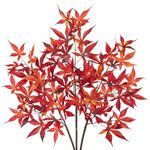 3Pcs Artificial Maple Leaves Branches 28'' Autumn Fake Fall Leaves Stems Plants Faux Maple Leaf Bushes Shrubs for Home Kitchen Decor Thanksgiving Table Fireplace Festival Party Decorations Orange