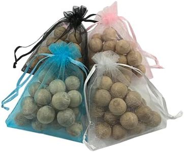 Yotsuba Moth Balls, 100-Pack Non-Toxic Cinnamomum Camphora Root Blocks with 5 Organza Bags - Natural Insect Repellent for Clothes, Linen, and Homes (100 balls, 5 Bags)