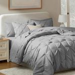 Nestl King Size Comforter Set 7 Pieces - Pinch Pleated King Comforter Set Grey, Bed in a Bag King, All Season King Bed Set, King Bedding Set with Flat Sheet and Fitted Sheet, Pillowcases and Shams