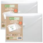 eco-eco A5 50% Recycled Clear Transparent Press Stud Popper Wallet, Plastic Folders (Pack of 10), eco032x2