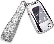 Royalfox(TM) 2 3 4 5 Buttons TPU flip Remote Key Fob case Cover for Chevrolet Camaro Cruze Equinox Malibu SS Sonic Spark Volt Aveo Epica SAIL 3,Buick Lacrosse Encore GL8 Regal Excelle Silver Bling