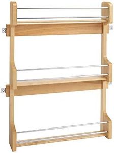 Rev-A-Shelf 21" 3 Tiered Pull Out Shelf Organizer for Kitchen Cabinets, Pantry Storage Spice Seasoning Rack, Door/Wall Mounted, Maple Wood, 4SR-21