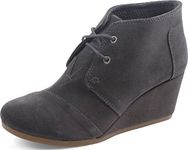 Toms Women's Desert Wedge Suede Castle Rock Grey/Embossed Ankle-High Pump - 9M