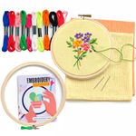 Asian Hobby Crafts Embroidery Kit for Beginners | Art & Craft Hobby Set for Kids, Teens & Adults | Cross Stitch DIY Sewing Kit with Fabric, Hoop Ring, Threads & Needles | DIY Handmade Gift Kit (Pink & Cream)
