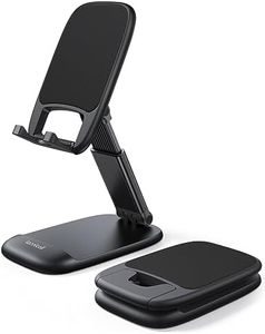 Lamicall Foldable Phone Stand for Desk - Height Adjustable Cell Phone Holder Portable Cellphone Cradle Desktop Dock Compatible with iPhone 16 15 14 13 Pro Max Mini, 12 11 XR X 8 Plus SE, Smartphone