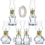 Vintage Glass Kerosene Lamp Rustic Oil Lamp Lantern Chamber Oil Lamps Clear Kerosene Lamp Hurricane Lamp with 6.6 ft Extra Wick for Indoor Use Lighting Home Decor Emergency (6 Pcs,Simple)