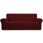 Easy-Going Stretch Sofa Slipcover Couch Sofa Cover Furniture Protector Soft with Elastic Bottom for Pets Kids Children Dog Spandex Jacquard Fabric Small Checks (Large, Wine)