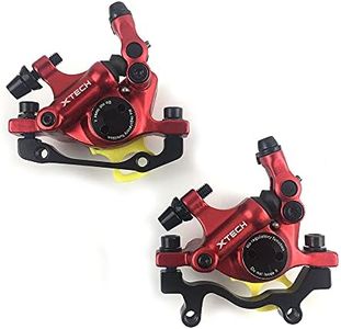 catazer MTB Road HB-100 MTB Road Line Pulling Hydraulic Disc Brake Calipers Front & Rear Mountain Bike Disc Brake E-Bike Disc Brake, 1 Pair Red