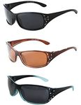 Hornz HZ Series Elettra – Women’s Premium Polarised Sunglasses (3 Pack - Midnight Black, Honey Amber, Black & Blue Frames - Dark Smoke & Amber Lenses)