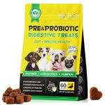 Probiotics for Dogs, 60 Chews Dog Probiotics for Gut Health, Digestive Treats for Dog, Support Immune System, Reduce Diarrhea, Gas, Bad Breath & Itchy Skin, Duck Flavour