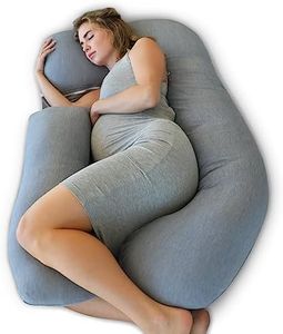 PharMeDoc Pregnancy Pillow, U-Shape Full Body Pillow and Maternity Support with Detachable Extension - Support for Back, Hips, Legs, Belly for Pregnant Women (Cooling Grey)