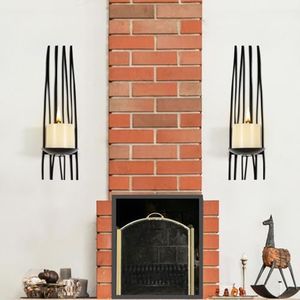 Wall Sconces Candle Holder Set of 2, Wall Mounted Candle Holder for Pillar Candles Hanging Metal Wall Decorations for Living Room Bedroom Home Wall Decorations, Weddings, Events, Black