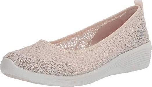 Skechers Women's Arya Airy Days Closed Toe Ballet Flats, Natural Crochet Off White Trim, 8.5 US