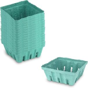 MT Products Green Berry Basket 1/2 Pint - Molded Pulp Fiber Vented Produce Basket (Pack of 600) - Made in the USA