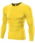 Men's Yellow Long-Sleeved Compression Top - [Medium] Tight Fit Body Shaper and Base Layer Gym Clothes for Men. Moisture-Wicking, Anti-Odour Fabric for Ultimate Performance and Comfort.