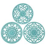 Extra Thick Silicone Trivet Mat for Hot Dishes, Hot Pots and Pans, Pot Holder, Hot Pad to Portect Your Table and Countertop, Kitchen Decor and Accessories,Turquoise,Set of 3