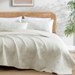 HLC.ME Benji - 3 Piece Full Queen Size Quilt Set, Lightweight Queen Bedspread Coverlet Set (Full/Queen, Beige)