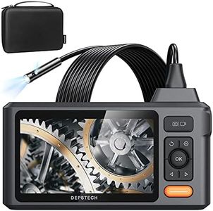 DEPSTECH 5'' IPS Screen Borescope, 1080P Dual Lens Endoscope Camera with Light, Split Screen, IP67 Waterproof Inspection Camera, 16.5ft Flexible Snake Cable, 7.9mm Sewer Camera, Duct Wall Scope Camera