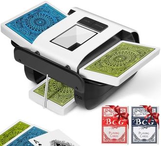 Automatic Card Shuffler with 2 Pack Playing Cards – Electric Shuffling Machine for 1-2 Decks, Rechargeable, Low Noise, Portable Design for Poker, Blackjack, UNO, Spades, Rummy, Casino, Texas etc