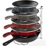 SimpleHouseware Pan Organizer Rack Holder For Kitchen/Cupboard/Countertop, 5 Compartments, Chrome