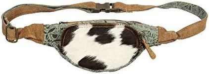 Myra Bag Chic Upcycled Canvas & Cowhide Fanny Pack S-1392