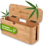 RYVER® Wooden Cable Box (Brown/Natural/Small) High-Quality Design Socket Box Made from Sustainable Bamboo - for More Order That Can Be Seen