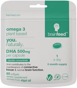 Vegan Omega 3 Algae Oil 60 Capsules | 500mg DHA PER Capsule | 1-a-day | Brain & Eye Health | Sustainable Omega 3 Fish Oil Alternative | Double Concentrated Algae Omega3 |1 Month Supply