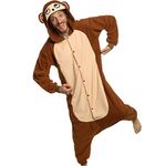 Silver Lilly Monkey Gorilla Animal Costume Unisex Adult Pajamas - Plush One Piece Cosplay (L) Brown