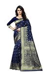 C J Enterprise Women's Pure Soft Kanjivaram Silk Saree Banarasi Design Wear Pattu Sarees Latest Party Cotton Sari collections With Blouse Piece for Wedding sadi new 2023 2024 (Pari100 Navy Blue)